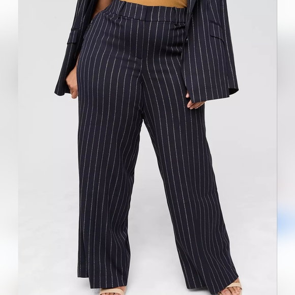 Lane Bryant Pants - Lane Bryant Wide Leg Allie Pant Trousers Woman Plus 28W 5X Black Pinstriped New